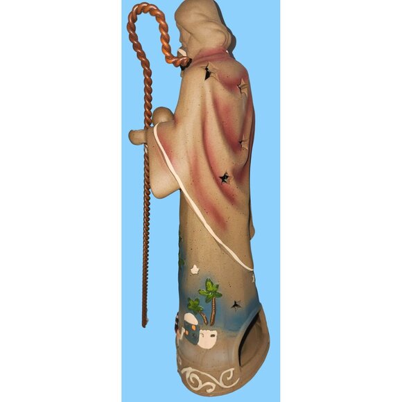 Hand-Painted Ceramic Nativity Scene Figurine With Shepherds & Holy Family - Picture 9 of 12